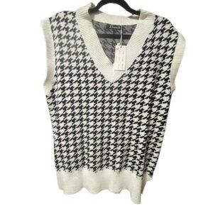 Womens Simplee houndstooth sweater vest OS